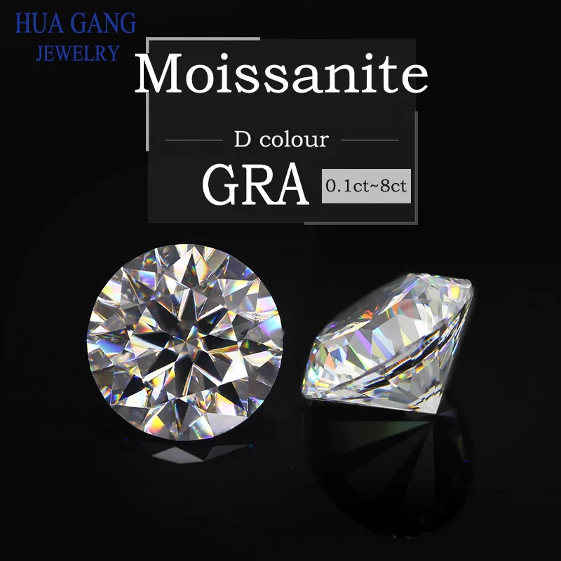 Moissanite Stone D Color VVS1 Round Cut 0.1CT-12CT Loose Stone Gemstone for Jewelry Making with GRA Report