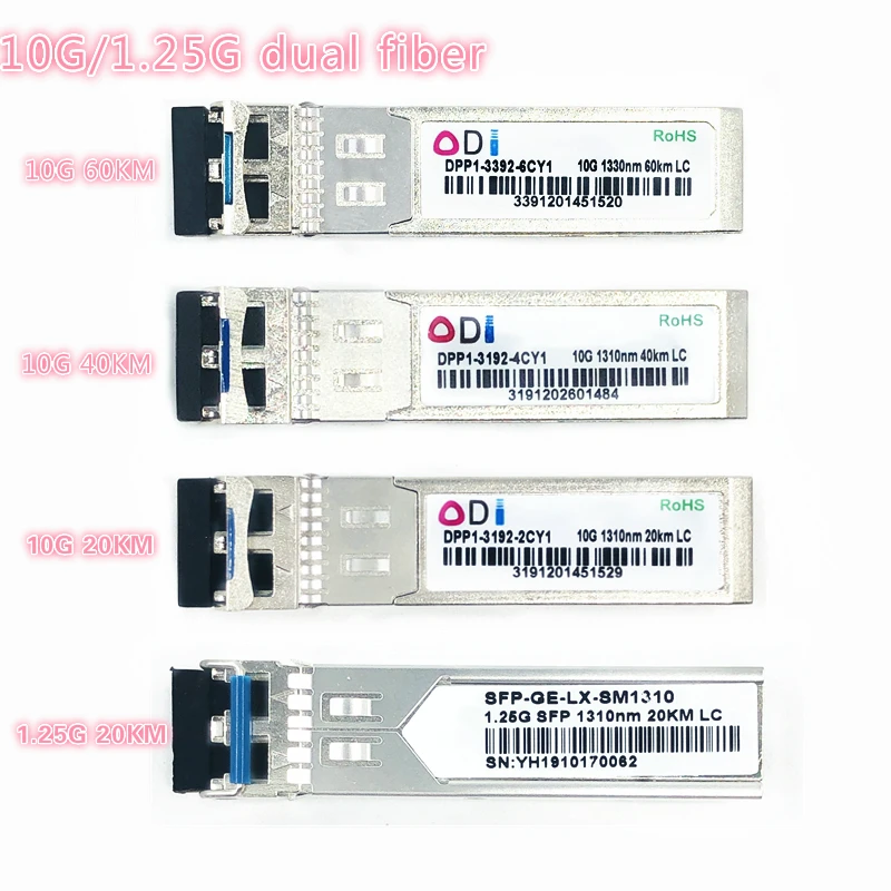 SFP 1.25G/10G LC 20/40/60km  Industrial grade 1310nm SFP+ Transceiver Industrial grade -40-85 compatible with Mikrotik Cisco