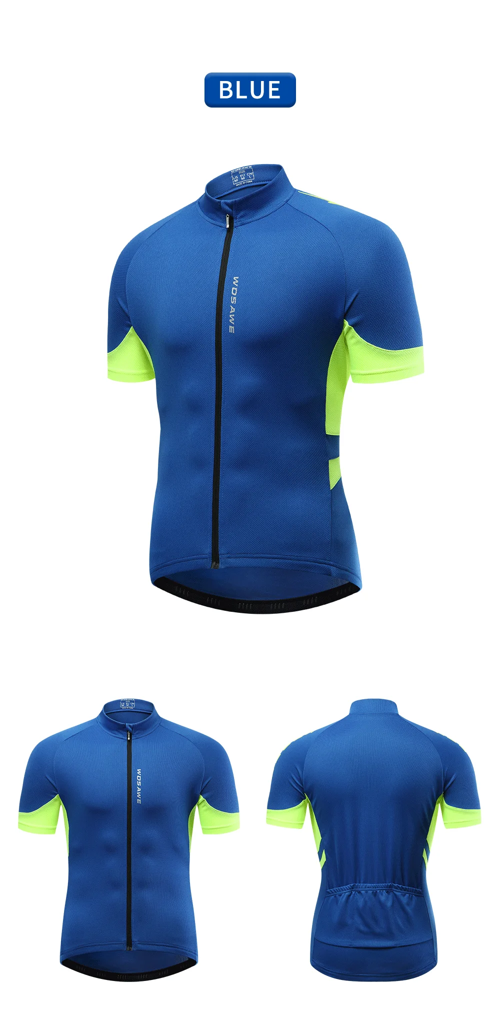 Wosawe Mannen Wielertrui Korte Mouwen Ademend Cool Fiets Shirt Zomer Quick Dry Mtb Road Fietsen Jersey Mannen