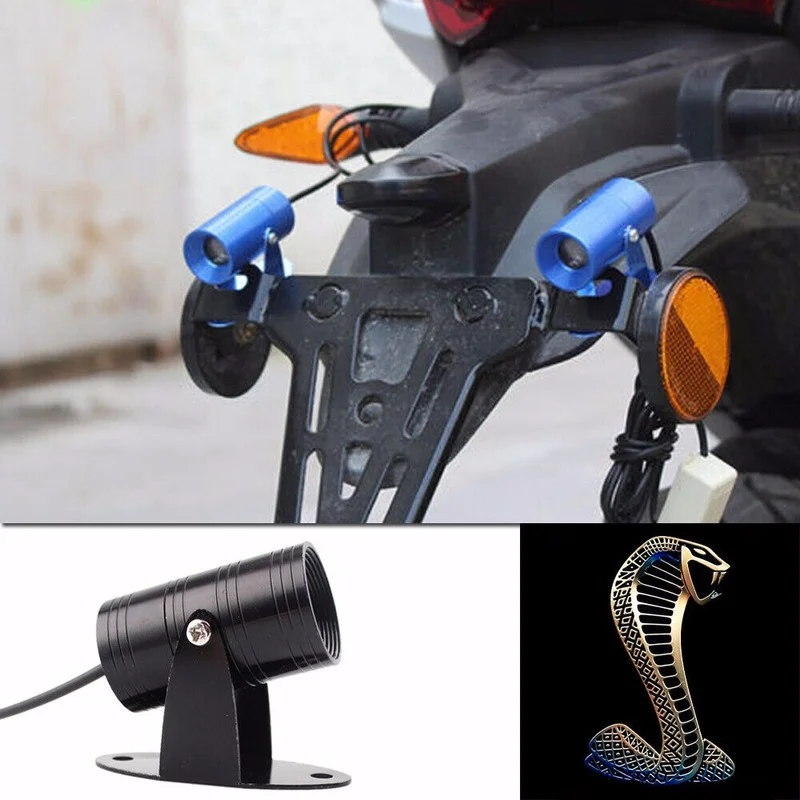 1x Snake Logo Motorcycle Brake Light Warning Light Tail Light LED Laser Ghost Shadow Projection Light