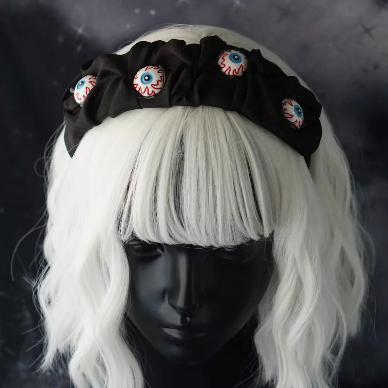 

Halloween Gothic Hair Hoop Cosplay Anime Devil Eyes Accessories Fashion Black Handmade Headband Costumes Prop