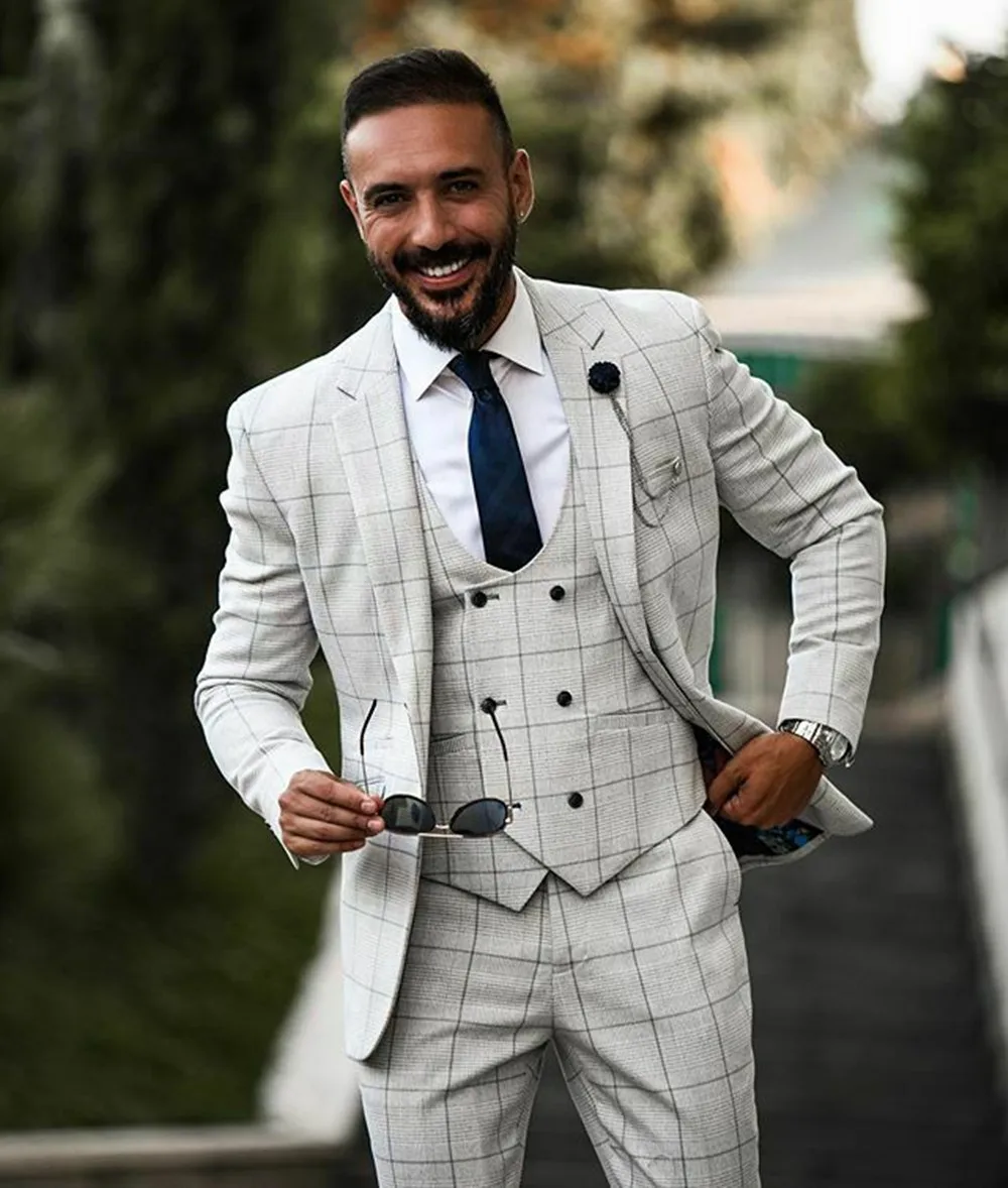 Trajes de boda clásicos para hombre, traje ajustado, chaqueta, chaleco, pantalones, conjunto de 3 piezas, ropa Formal de boda a medida