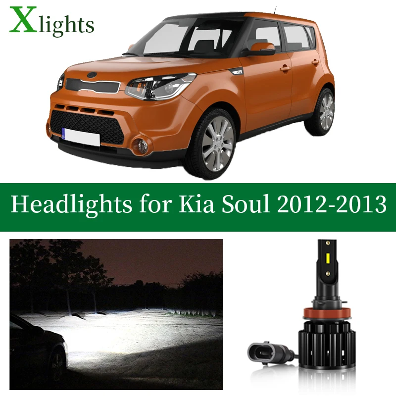 

Xlights для Kia Soul 2012 2013 Светодиодная лампа ближнего света ближнего света Canbus без сбоев Супер яркая лампа накаливания Авто светодиодные аксессуары для света Часть 12 В 24 В 6000 К Передний свет