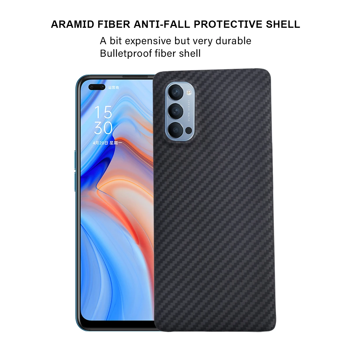 Sunlike 3K Carbon Fiber Phone Case For OPPO ACE2 Reno4 Reno4 Pro Ultra-Thin Anti-Drop Business Phone Case