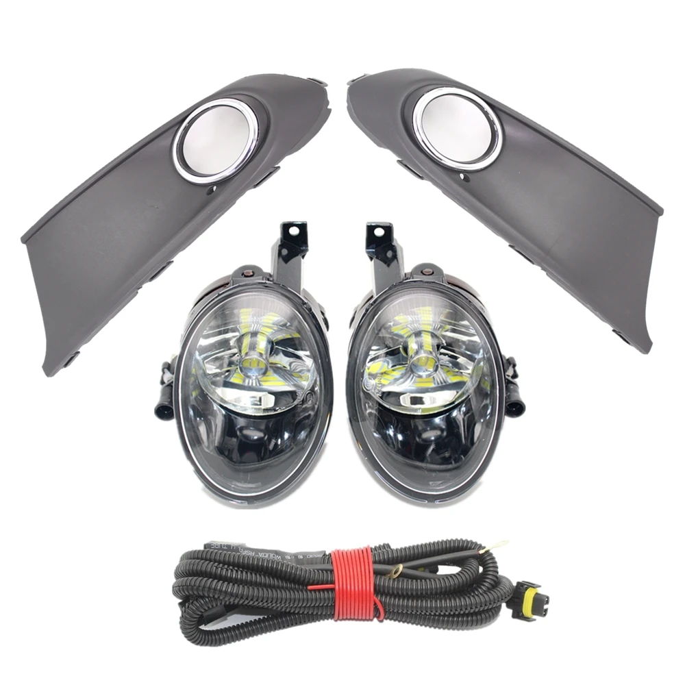 Car Lights For VW Touran Facelift 2011 2012 2013 2014 2015 Car-Styling LED Fog Lamp Light +Grille Cover+Wire Harness Assembly