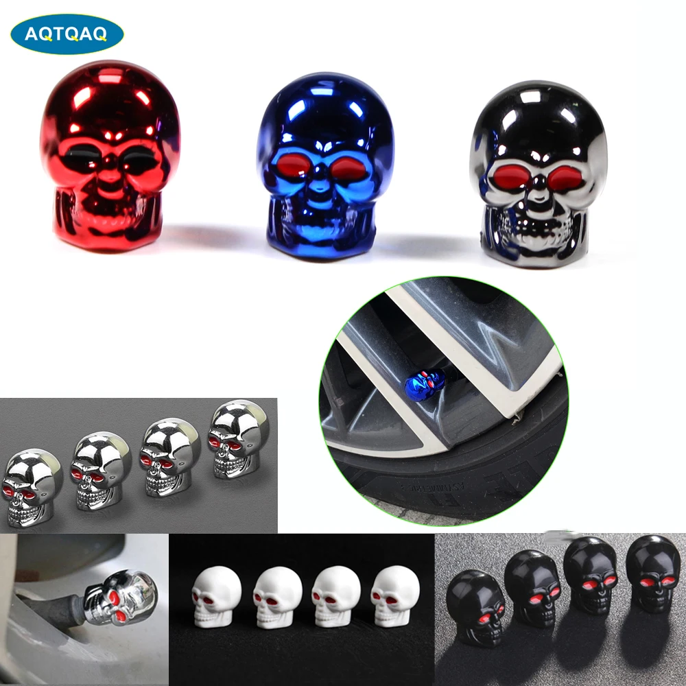 

4Pcs Universal Car Skull Style Antirust Copper Core Wheel Tyre Tires Valve Stem Caps for All Kinds of Vehicles Motorcycle Bike