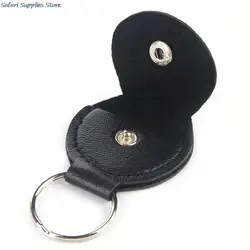 Faux Leather Key Chain Style Bass Guitar Picks Plectrums Bag Holder Case Black