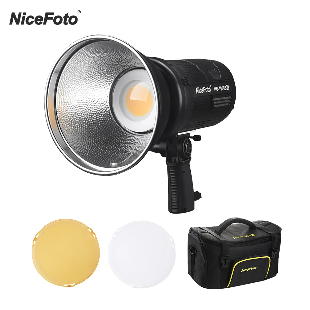 

NiceFoto HB-1000B II 3200K/5600K Handheld LED Video Light 100W Lamp W/ Remote Control Built-in Battery+Color Filters Carry Bag