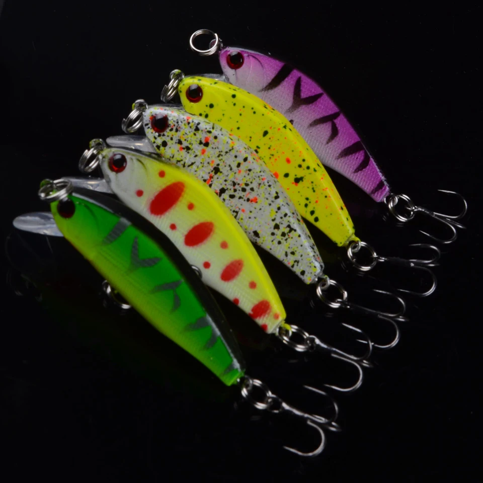 5pcs Wobblers Jerkbait 5 Colors 55mm 3.4g Hard Bait Minnow Crank Fishing lures Crankbait Bass Fresh Salt water #8 Sharp Hooks