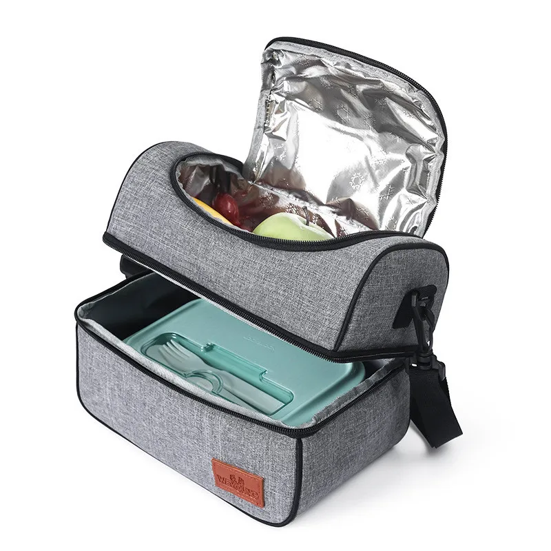 Single/Durable Layer Waterproof Thermal Lunch Bag Large Capacity Portable Picnic Food Insulated Cooler Bag with Shoulder Strap