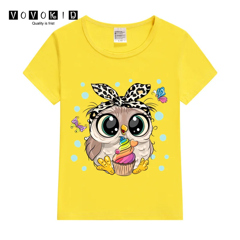 Little Chlidren Summer Top Girl Boy Cute Cartoon Sweet Girls Cute Owl Graphic Streetwear T-shirt  Baby T Shirt Cartoon Shirt