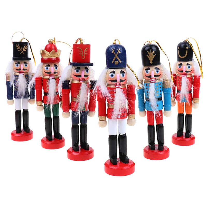 1PCS 12cm Miniatures Nutcracker Puppet Christmas Ornaments Desktop Decoration Cartoons Drawing Soldiers Band Dolls Nutcracker