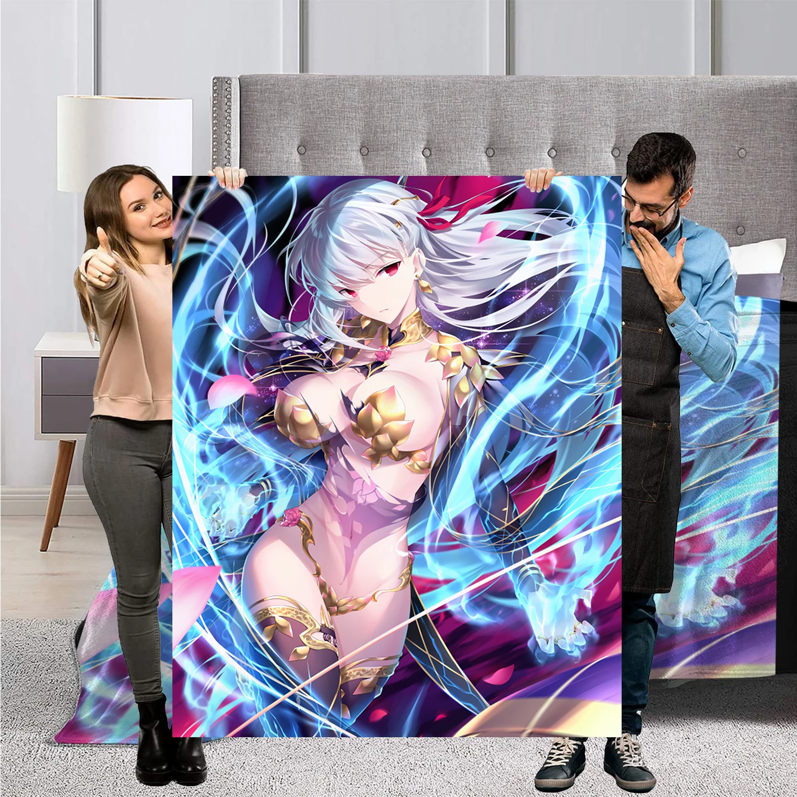 Fate Grand Order Poster Fleece Blanket FGO Throws Kama Merch Hentai Anime Sexy Cosplay Blanket For Home Bedroom Living Room