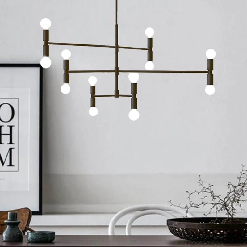 

Atomium Chandeliers Post Modern 6 lights chandelier Loft Living Room Shop Nordic Gold Black Fashion kitchen lighting fixture