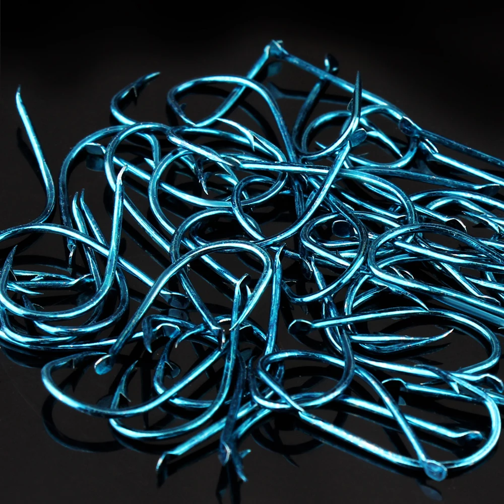 NGB 50pcs High Carbon Steel Fishing Hooks Freshwater 1-10# Blue Flatted Barbed Circle Single Carp Hook Accessories