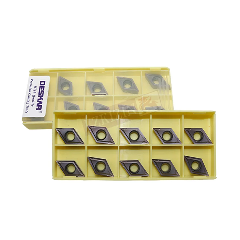 Токарный станок DCMT070204 DCMT070208 DCMT11T304 DCMT11T308 LF6018, твердосплавная вставка DESKAR DCMT, лезвие, резак, инструмент для нержавеющей стали, 10 шт.