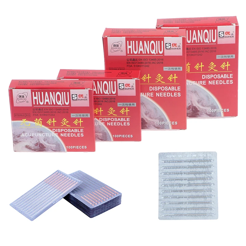 100pcs/box 4 Sizes Acupuncture Needle with Tube Acupuncture Disposable Sterile Beauty Massage Needle