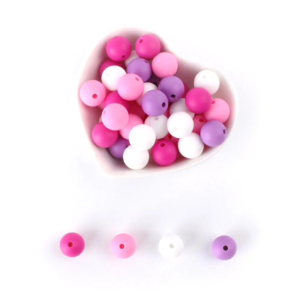 Perles Rondes en Silicone de 12mm pour Bébé, Clips de Sucette, Collier de Bijoux, Accessoires de Dentition, 50 Pièces