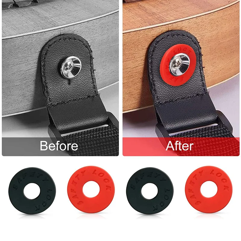 2 Pieces Guitar Strap Locks Silicone Strap Locks Rubber Guitar Strap Blocks Guitar Protector for Locking Guitar Strap