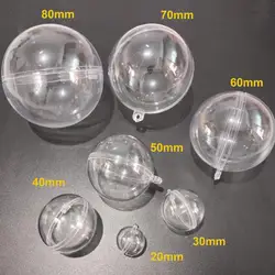 10pcs/lot 3,4,5,6,7,8cm Plastic Transparent Sphere Baubles Hanging Balls Party Ornament Gift Box Decoration For Drop Ship