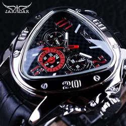 2021 Jaragar Sport Racing Design Geometric Triangle Pilot Genuine Leather Men Mechanical Watch Top Brand Luxury Automatic Wrist