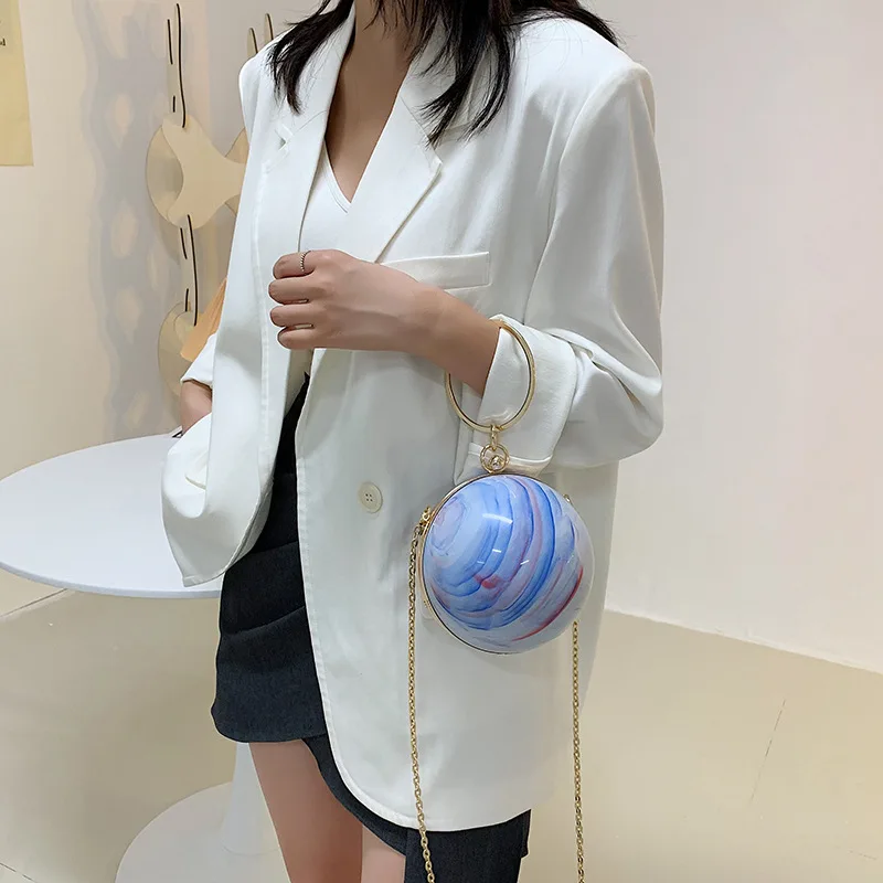 Acrylic Round Ball Shoulder Bag For Women 2021 New Arrive Crossbody Bags With Chain Transparent Evening Clutch PVC Handbags