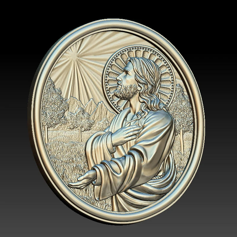 مستديرة STL الإغاثة ثلاثية الأبعاد نموذج الدين يسوع ل جهاز التوجيه باستخدام الحاسب الآلي Artcam أسباير Cut3d طابعة ثلاثية الأبعاد Bas Relief_18