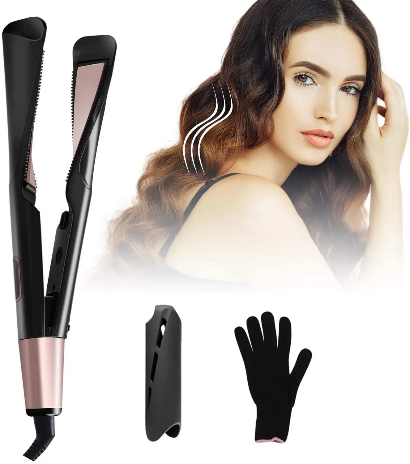 

1 Inch Twist Straightening Curling Iron 2 in 1 Hair Straightener & Curler High Heat 450℉ 3D Concave & Convex Salon Flat Iron