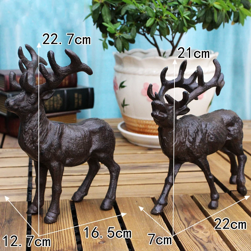 الأوروبي الرجعية ديكور المنزل الحديد الزهر الرنة التماثيل لهجات الصناعية الثقيلة ريفي ساحة عرض حالة الحيوان المعدني