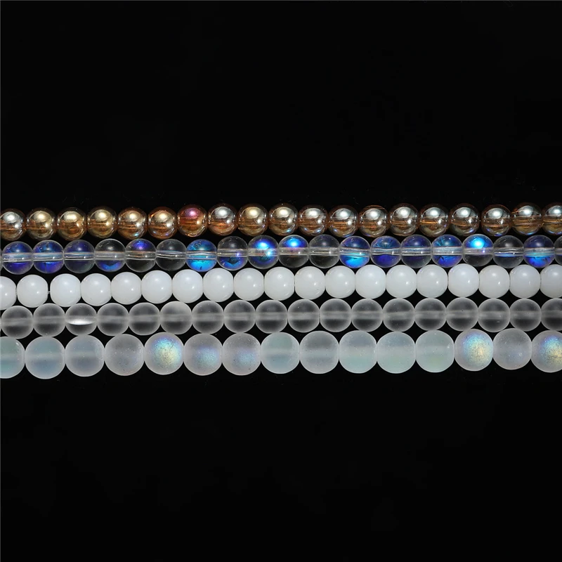 4 6 8 10mm Natural Matte Selective Color  Glass Round Beads For Diy Bracelet Jewelry Making Accessories For Handicrafts