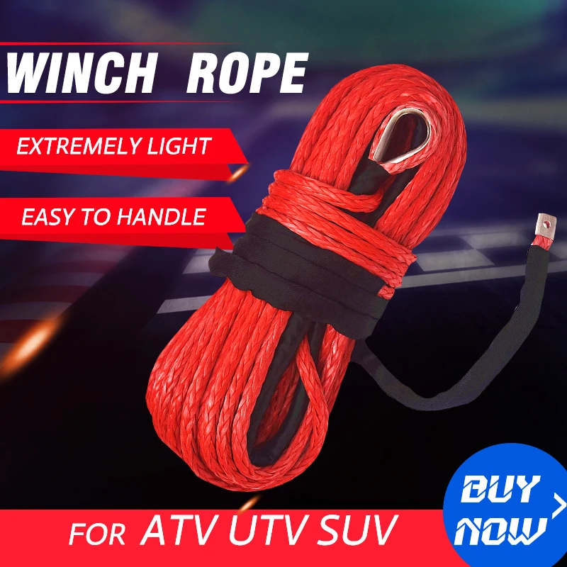 

Red 14mm*30m Synthetic Winch Rope,ATV Winch Cable,Towing Ropes for Auto Accessaries,4x4 Off-road Tow Cable