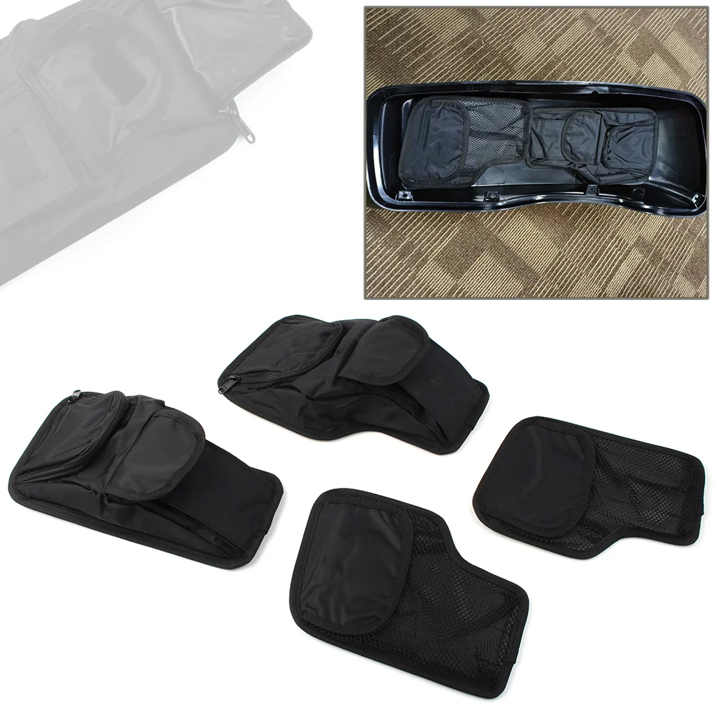 4pcs/set Motorcycle Hard Saddle Bags Trunk Wall Organizer Storage Bag For Harley Electra Glide 1996-UP Motorbike Parts