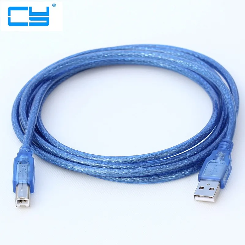 USB 2.0 A Male to B Male Print Data Long Cable Cord Shielding Design for Printer Blue 0.3m 0.5m 1m 1.5m 3m 5m