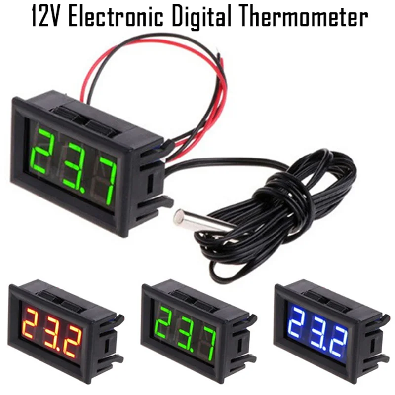 DC 5V~12V LED Digital Display Temperature Meter Detector Sensor Probe Electronic Thermometer Monitor Tester With Sensor Probe