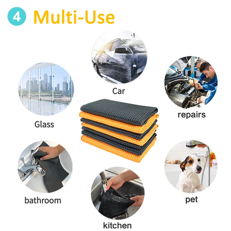 Car Wash Towel Waffle Weave Car Cleaning Drying Cloth Microfiber Towel Car Care Cloth Cleaning Rag for Car Kitchen Window Bath