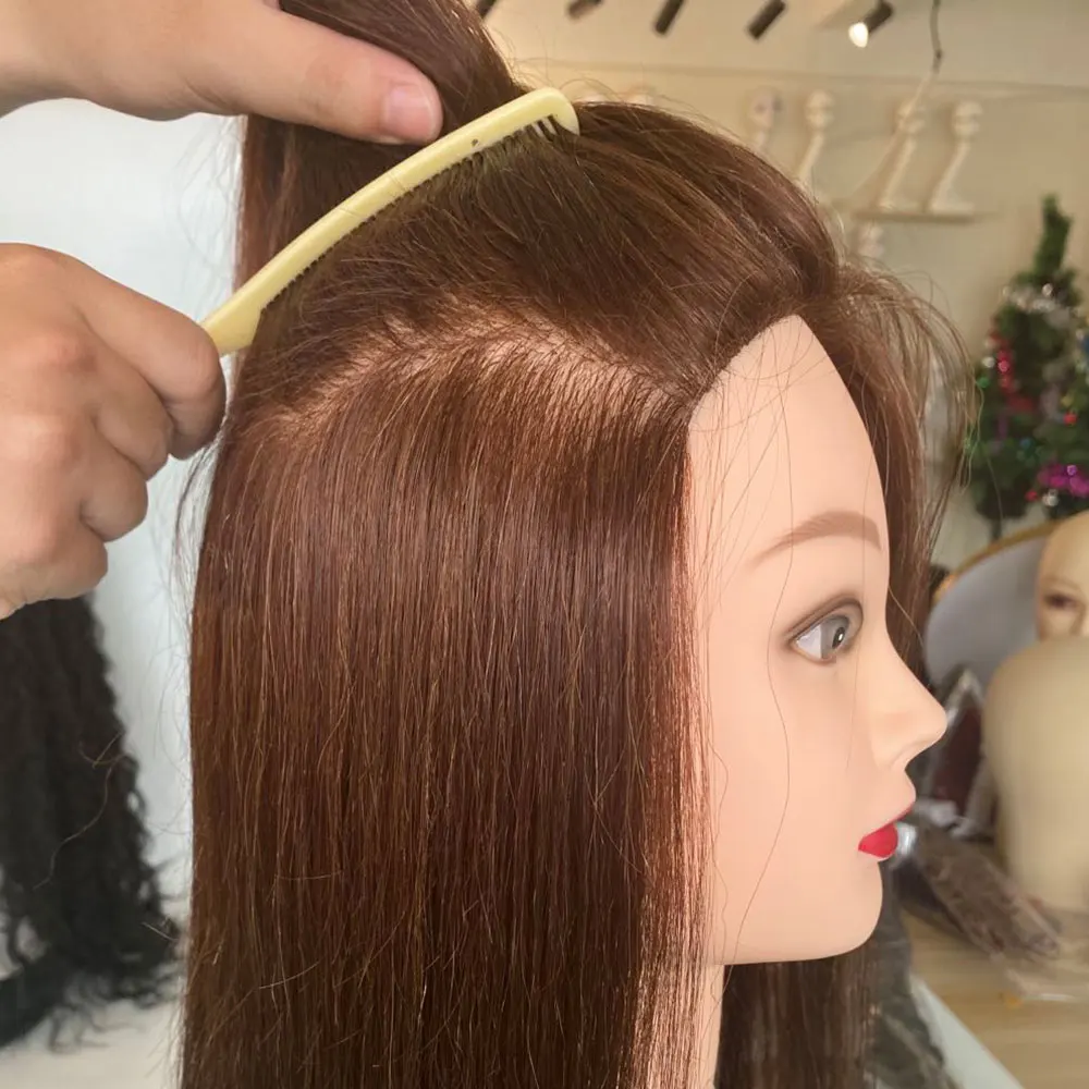 رأس عارضة أزياء مع شعر للتضفير ، للتدريب على قص الشعر ، 100% شعر بشري حقيقي ، صالون تصفيف الشعر