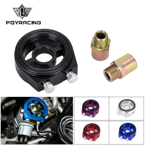 PQY - Adaptador de placa tipo sándwich enfriador de filtro de aceite M20 * 1,5 y 3/4-16 Adaptador de aceite universal Medidor de coche PQY6722