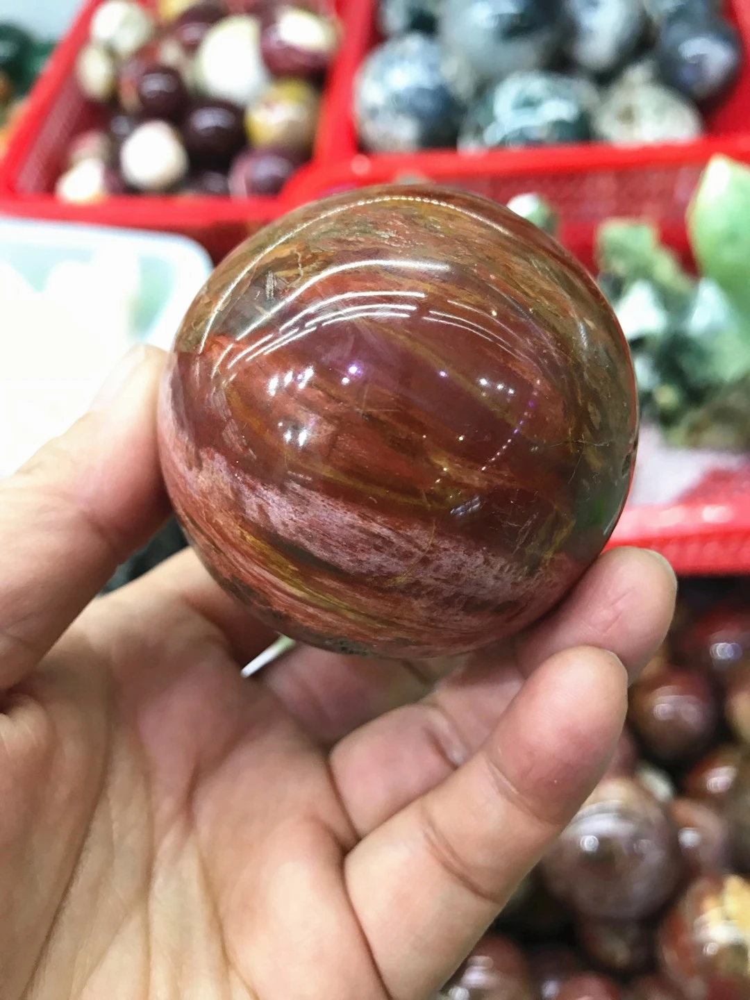 500-2000g Ugly Big Size Natural Woodstone Sphere Red Wood Balls Original Specimens Vintage Home Decoration