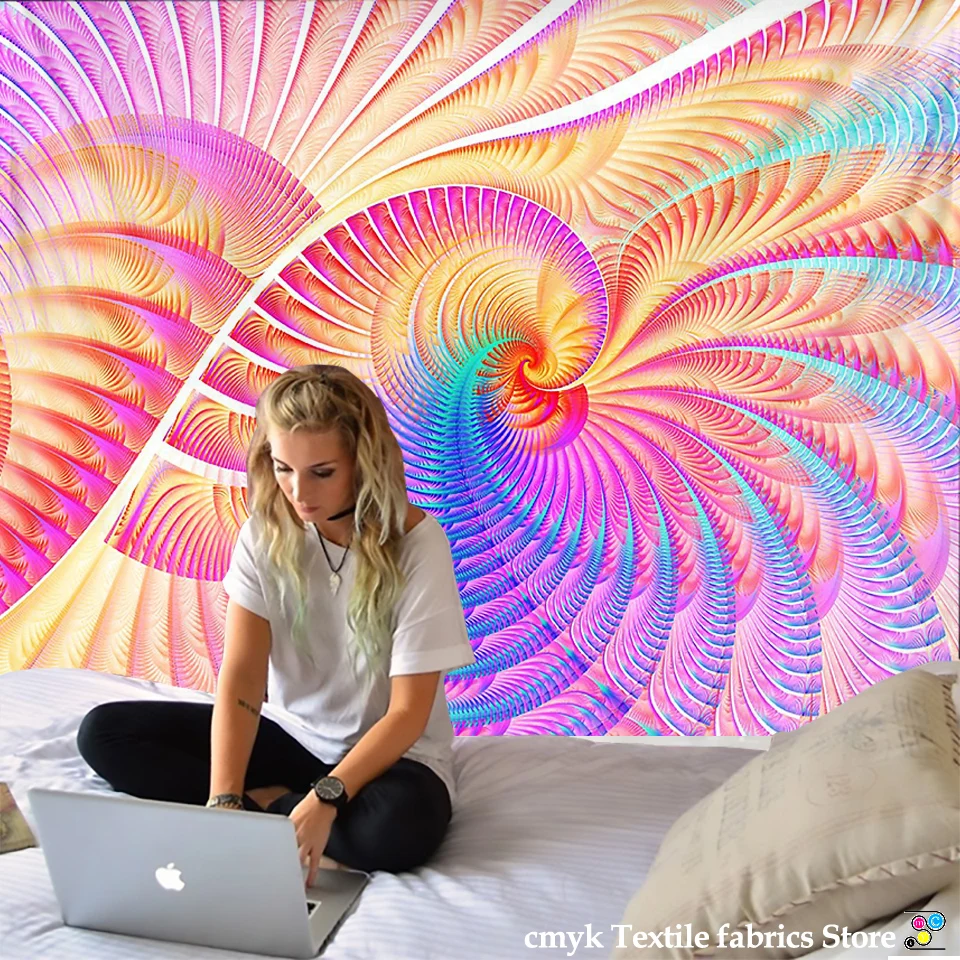 Psychedelic Mandala Tapestry Wall Hanging Boho Decor Wall Cloth Tapestries Hippie Tapestry Mandala Wall Carpet