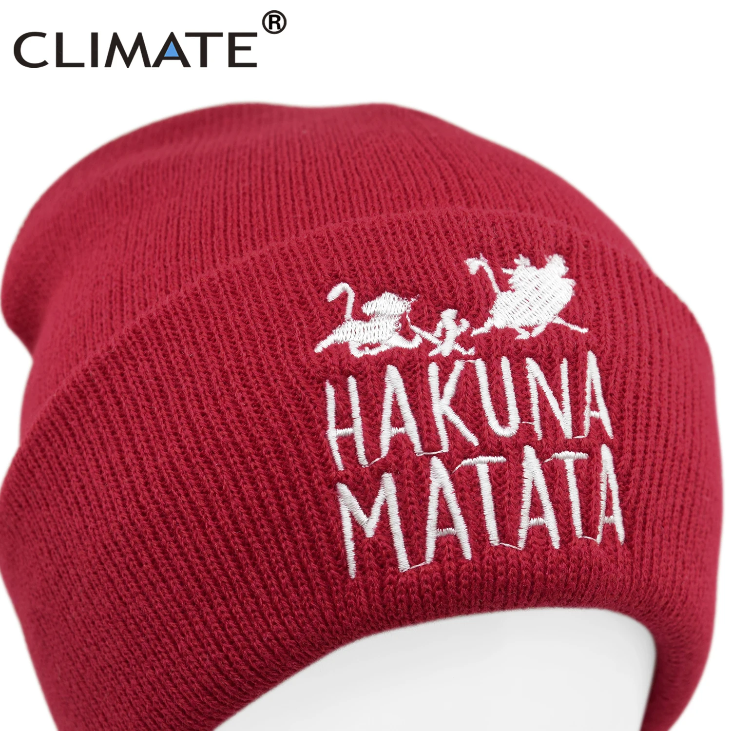 CLIMATE MATATA Beanie Lion Pumba Winter Warm Knitted Hat Hakuna Cool Black Knitted Winter Hat for Men Women