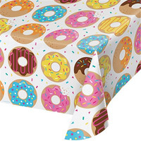 Donut Party Plate Cup Napkins Tablecloth Banner Birthday Party Disposable Tableware Set 1st Birthday Decor Party Supplies