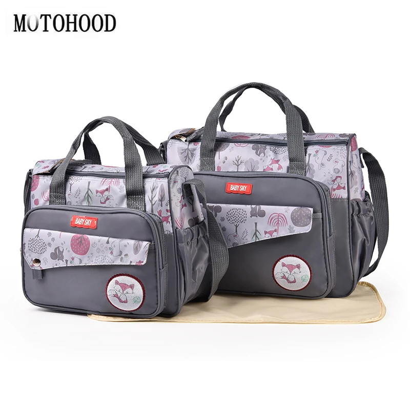 Motohood-bolsa mochila de maternidade, 3 peças, grande capacidade, para cuidados com o bebê, moda feminina