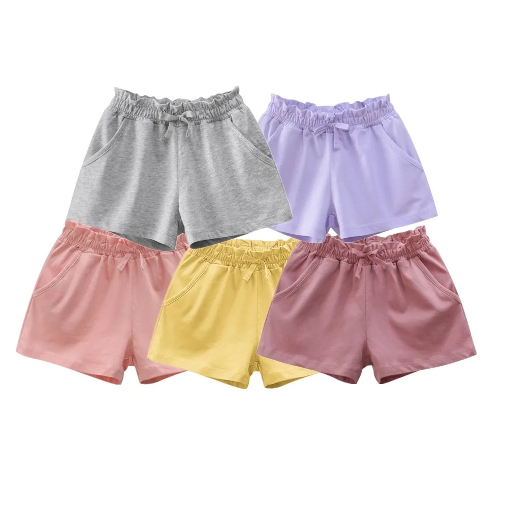 Pantalones cortos de verano para niñas, 2024 algodón, deportivos, informales, de 1 a 9 años, HK601, 100%