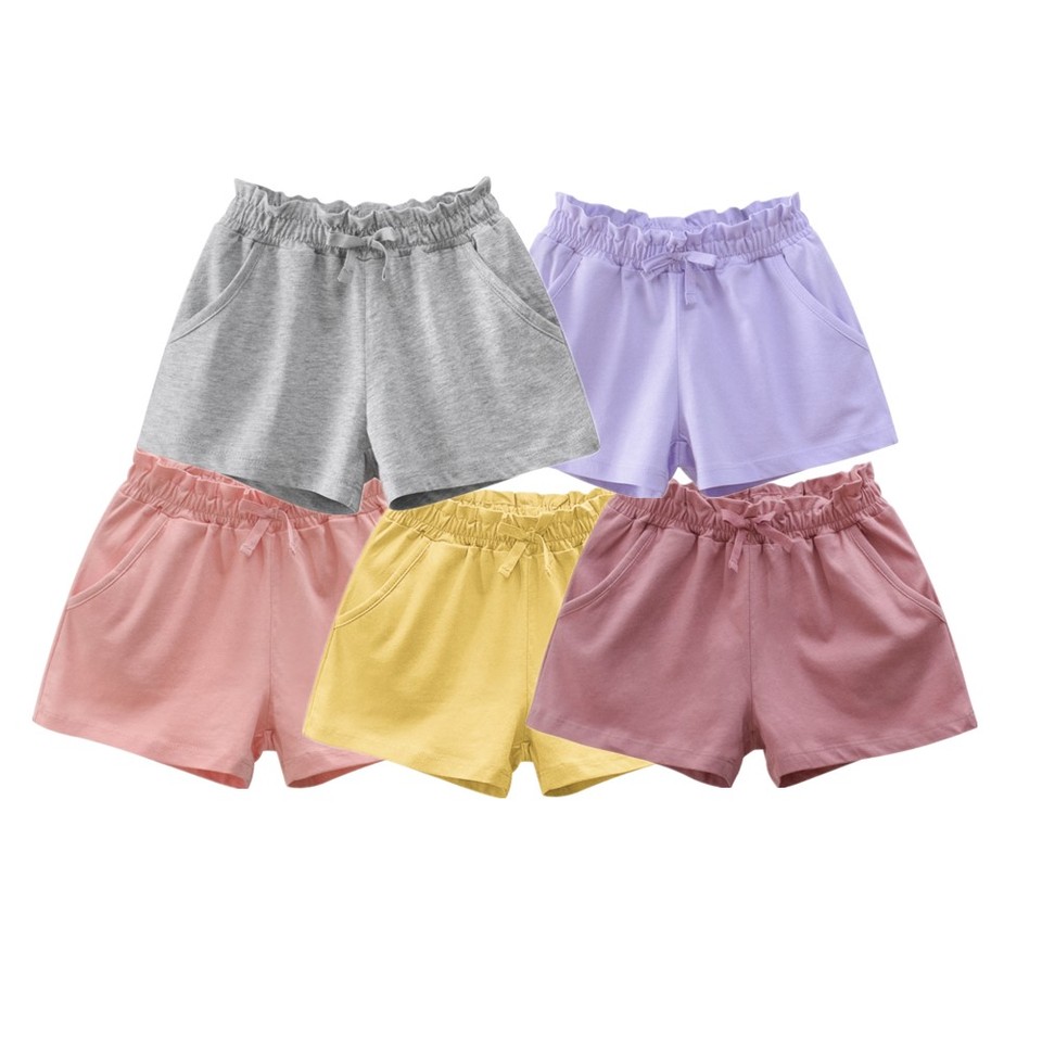  2025 Summer Children Girls Shorts Pants 100% Cotton Solid Sport Casual Pants for 1 to 9 Years HK601 