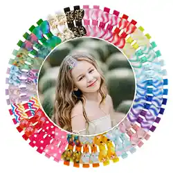 10Pcs Printed Hair Clips Mini Hair Bows Handmade Barette Hairpin Hair Accessories for Baby Girl Children Kawaii Pigtails Pinches