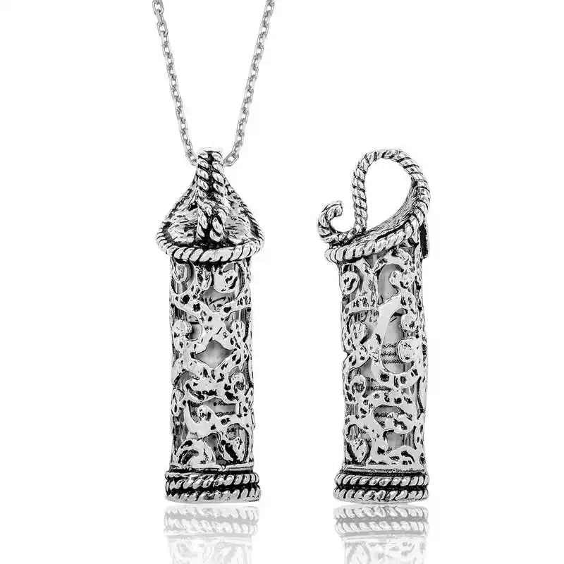 Silver Cevşen Lady Necklace 925 Sterling Women Fine Jewelry Wedding Party Birthday Gift - Box - Pendant - Chain Choker - Female - Ladies - Fashion