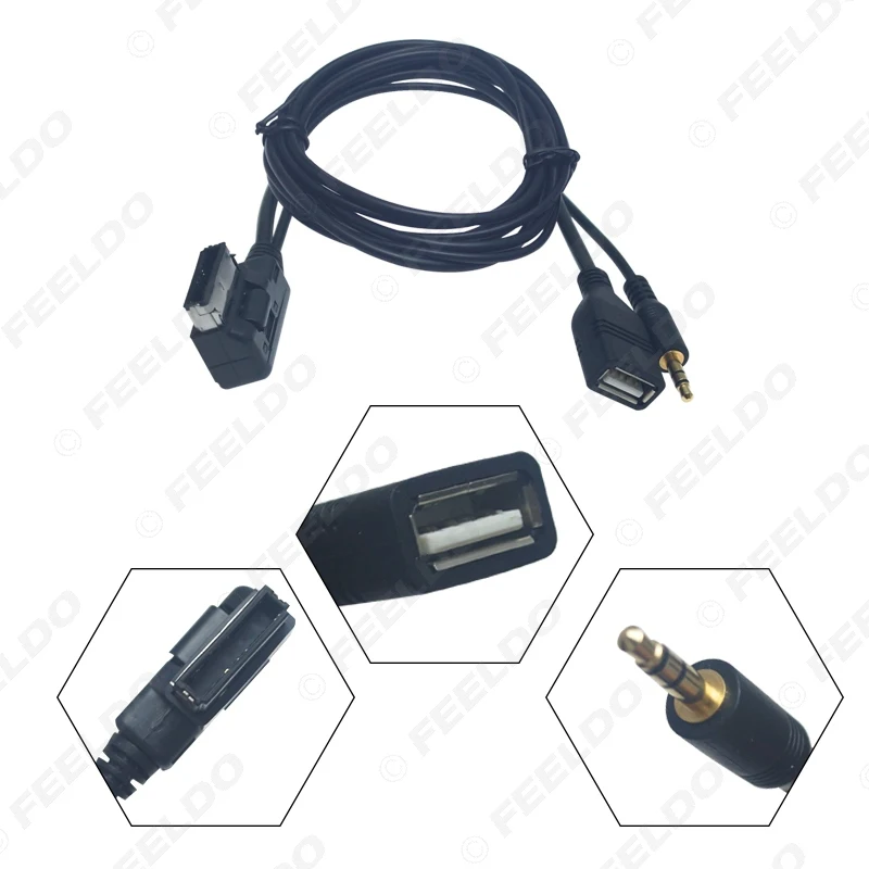 Car Audio Music 3.5mm AUX Cable AMI/MDI/MMI Interface USB+Charger For Audi Volkswagen Wire Adapter