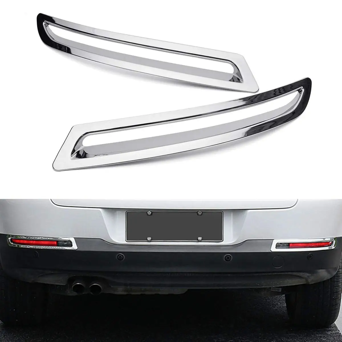 Chrome Front + Rear Fog Light Cover For VW Tiguan 2010-2012