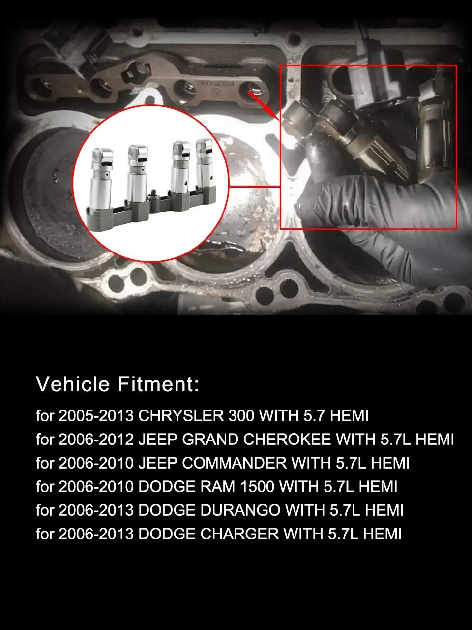 5.7L 6.1L 6.4L V8 HEMI Lifters&Cradles Valve Lifters Tappet & Bridges Rear MDS 16 for 2005-2018 Jeep Dodge Chrysler RAM MDS