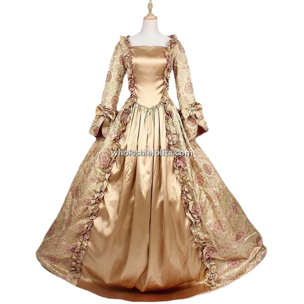 

Womens Gothic Clothing Champagne Victorian Dress Victorian Era Satin Long Dresses